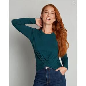 ModCloth Teal A Twist‎ Of Fun Long Sleeve Knit Top 3X NWT